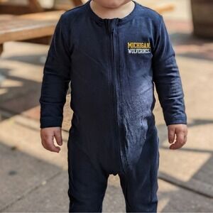 Michigan Wolverines Navy Blue Zip Up Footed Baby Sleeper